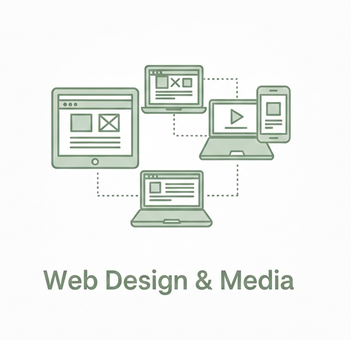 Web Design, Media, Graphic Design, Video